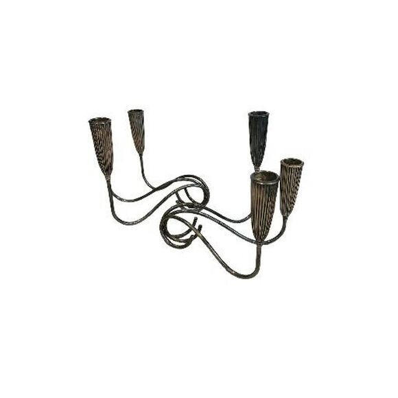 Pair Triple Light NAPIER Fluted Silverplate Candle Holders Mid-Century MOD EUC - Picture 4 of 16